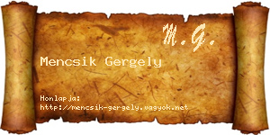 Mencsik Gergely névjegykártya